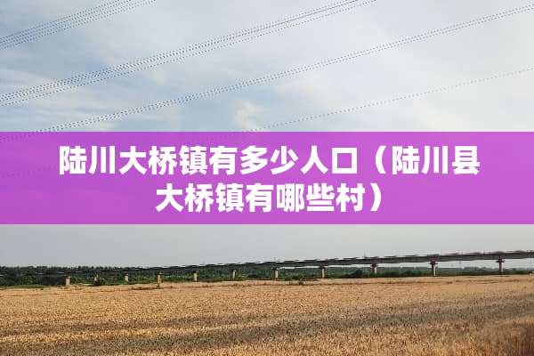 陆川大桥镇有多少人口（陆川县大桥镇有哪些村）