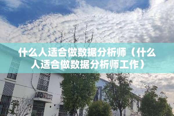 什么人适合做数据分析师（什么人适合做数据分析师工作）