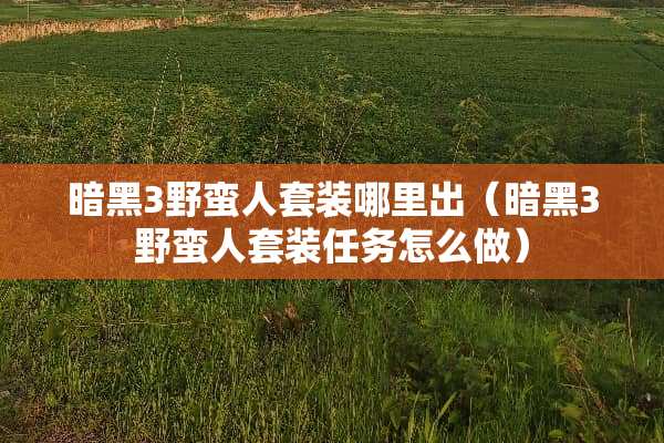 暗黑3野蛮人套装哪里出（暗黑3野蛮人套装任务怎么做）