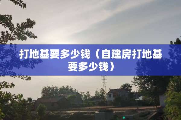 打地基要多少钱（自建房打地基要多少钱）