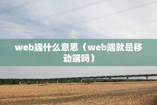 web端什么意思（web端就是移动端吗）