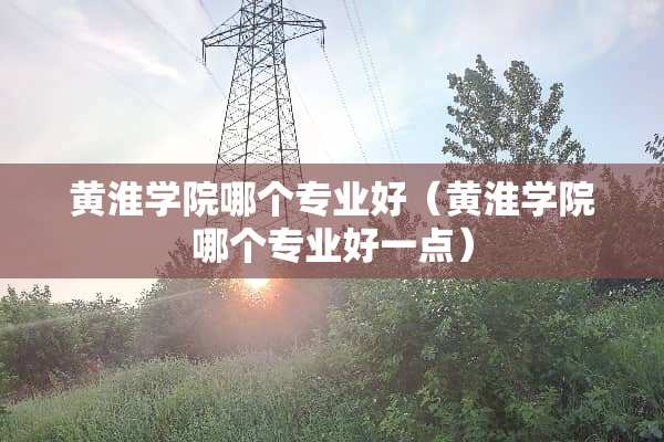 黄淮学院哪个专业好（黄淮学院哪个专业好一点）