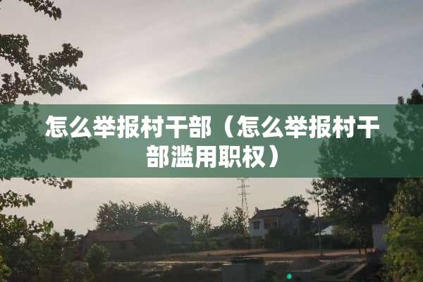 怎么举报村干部（怎么举报村干部滥用职权）