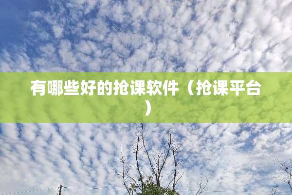 有哪些好的抢课软件（抢课平台）