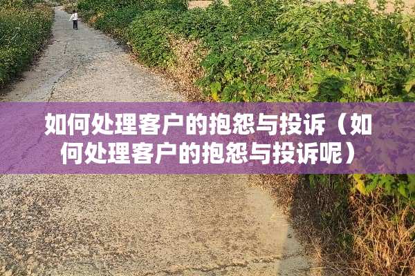 如何处理客户的抱怨与投诉（如何处理客户的抱怨与投诉呢）