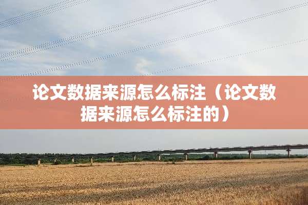 论文数据来源怎么标注（论文数据来源怎么标注的）