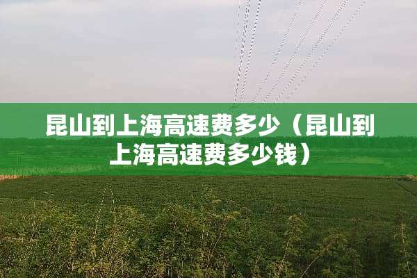 昆山到上海高速费多少（昆山到上海高速费多少钱）