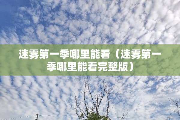 迷雾第一季哪里能看（迷雾第一季哪里能看完整版）