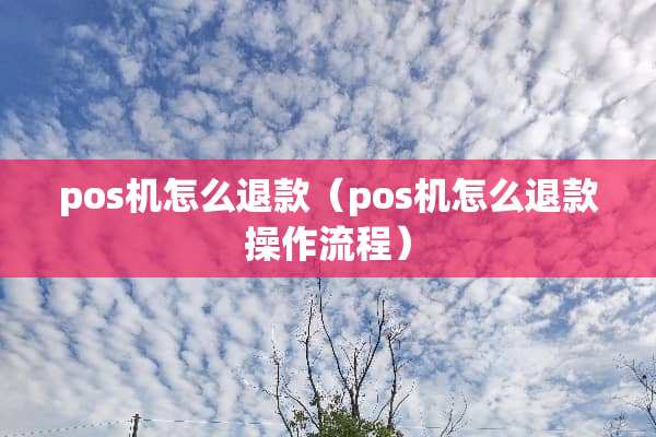 pos机怎么退款（pos机怎么退款操作流程）