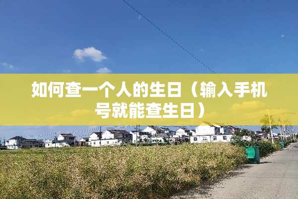 如何查一个人的生日（输入手机号就能查生日）
