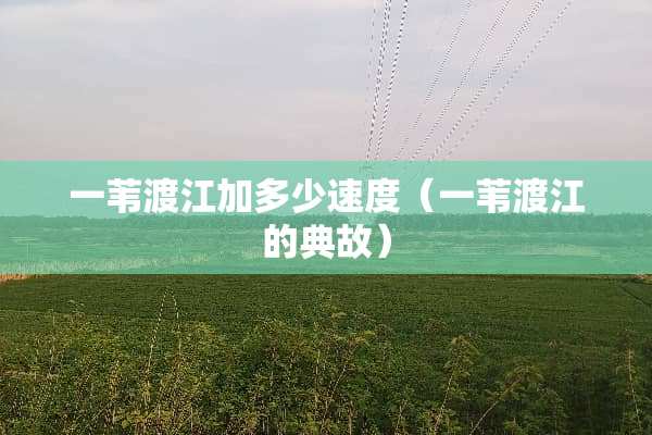 一苇渡江加多少速度（一苇渡江的典故）