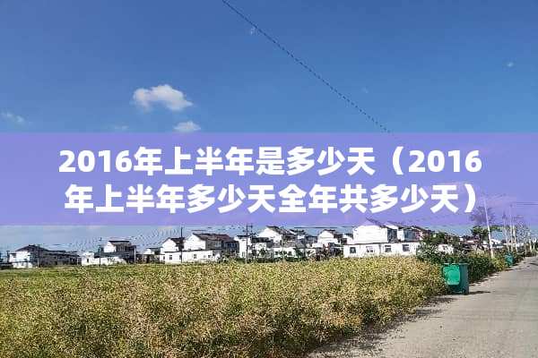 2016年上半年是多少天（2016年上半年多少天全年共多少天）