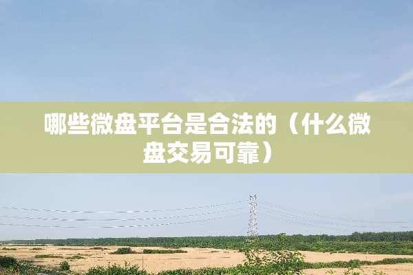 哪些微盘平台是合法的（什么微盘交易可靠）