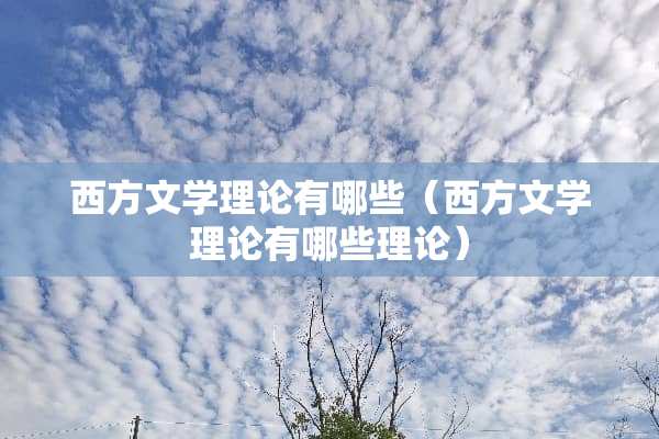西方文学理论有哪些（西方文学理论有哪些理论）