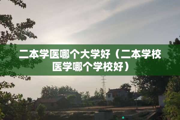 二本学医哪个大学好（二本学校医学哪个学校好）