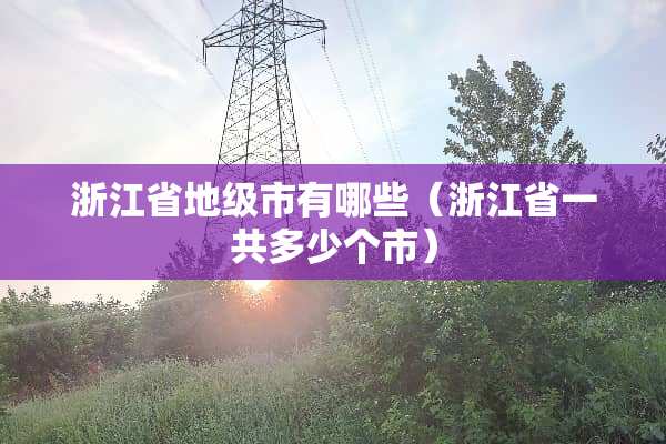 浙江省地级市有哪些（浙江省一共多少个市）