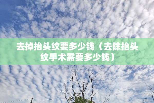 去掉抬头纹要多少钱（去除抬头纹手术需要多少钱）