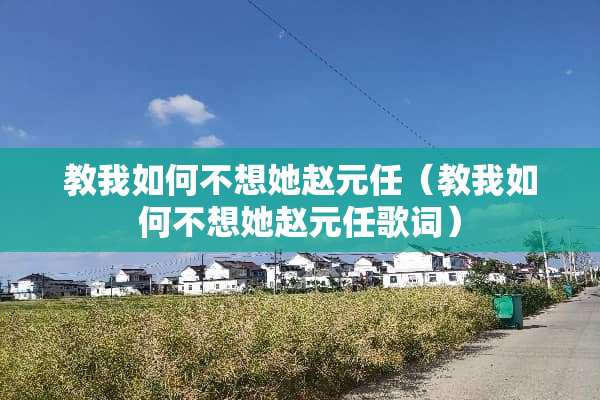 教我如何不想她赵元任（教我如何不想她赵元任歌词）