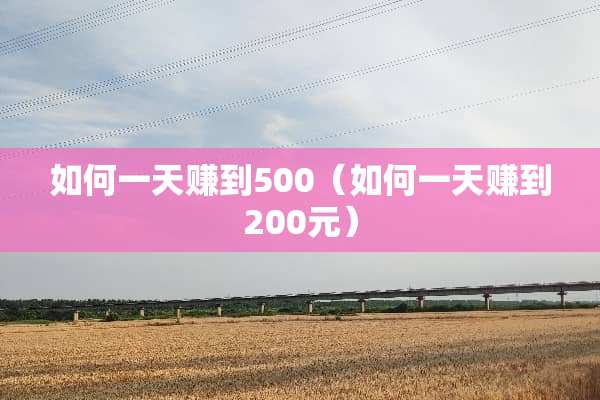 如何一天赚到500（如何一天赚到200元）