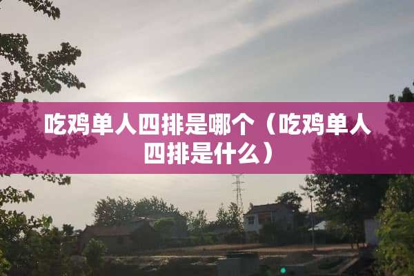 吃鸡单人四排是哪个（吃鸡单人四排是什么）