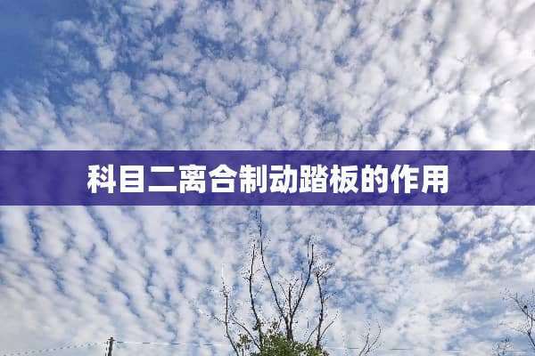科目二离合制动踏板的作用