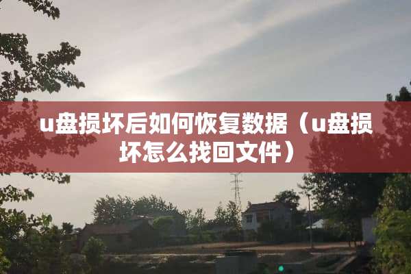 u盘损坏后如何恢复数据（u盘损坏怎么找回文件）