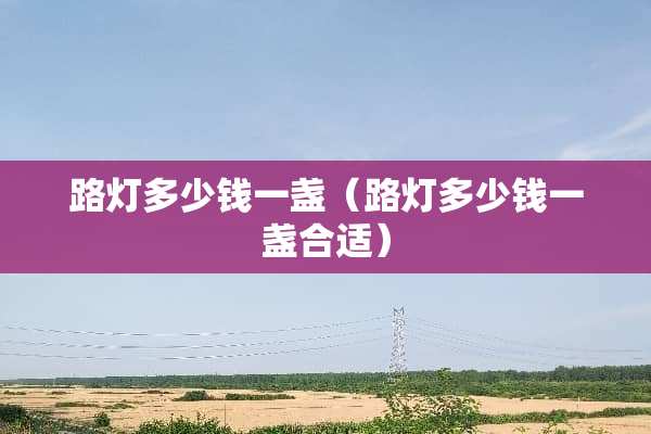 路灯多少钱一盏（路灯多少钱一盏合适）