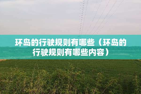 环岛的行驶规则有哪些（环岛的行驶规则有哪些内容）