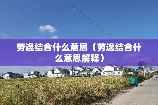劳逸结合什么意思（劳逸结合什么意思解释）