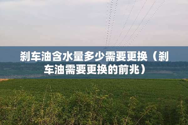 刹车油含水量多少需要更换（刹车油需要更换的前兆）