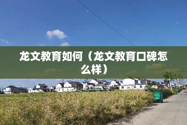龙文教育如何（龙文教育口碑怎么样）