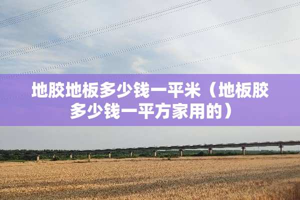 地胶地板多少钱一平米（地板胶多少钱一平方家用的）