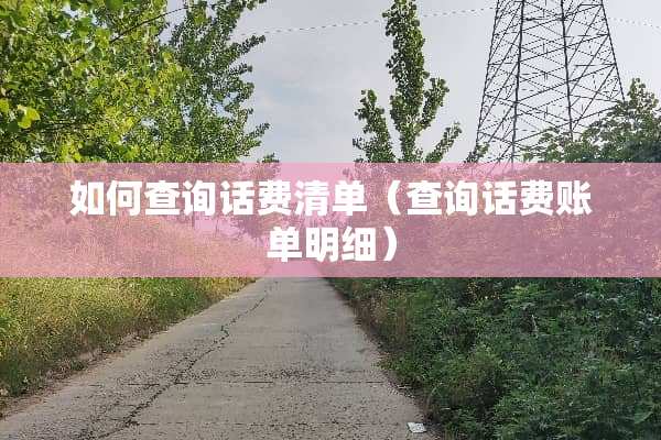 如何查询话费清单（查询话费账单明细）