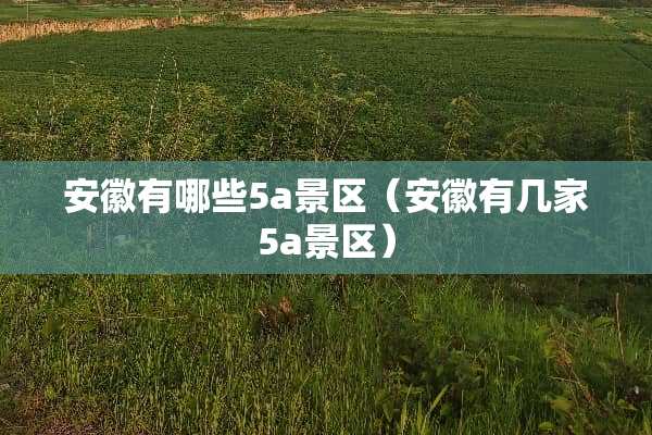安徽有哪些5a景区（安徽有几家5a景区）
