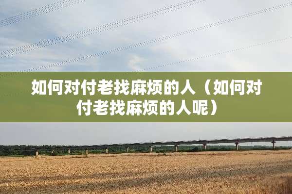 如何对付老找麻烦的人（如何对付老找麻烦的人呢）