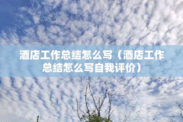 酒店工作总结怎么写（酒店工作总结怎么写自我评价）