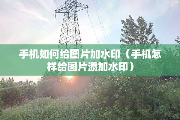 手机如何给图片加水印（手机怎样给图片添加水印）