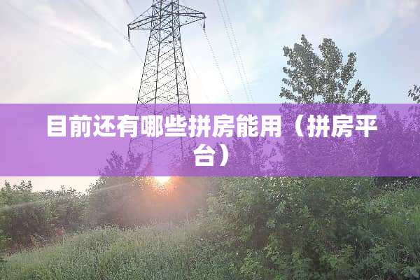 目前还有哪些拼房能用（拼房平台）