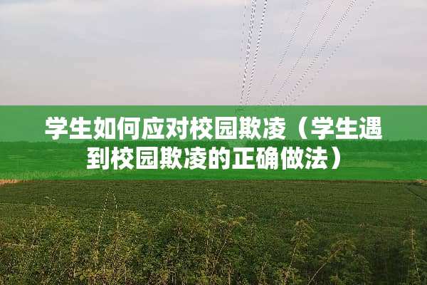 学生如何应对校园欺凌（学生遇到校园欺凌的正确做法）