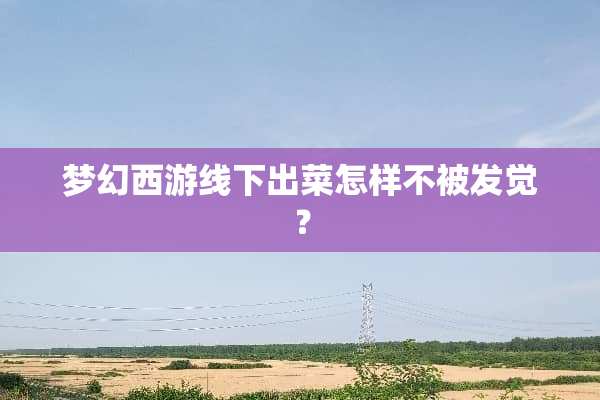 梦幻西游线下出菜怎样不被发觉？