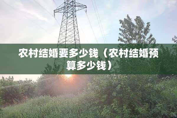 农村结婚要多少钱（农村结婚预算多少钱）