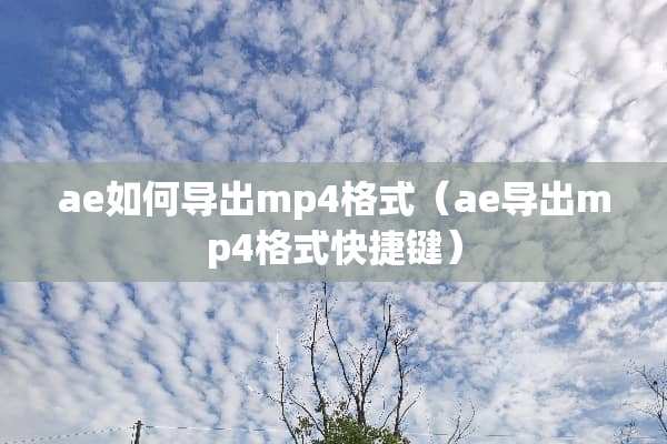 ae如何导出mp4格式（ae导出mp4格式快捷键）