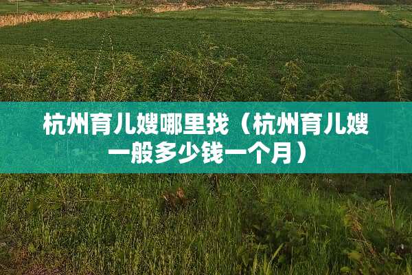 杭州育儿嫂***（杭州育儿嫂一般多少钱一个月）
