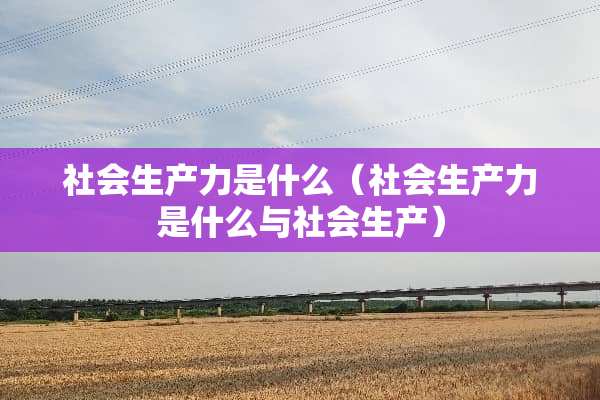 社会生产力是什么（社会生产力是什么与社会生产）