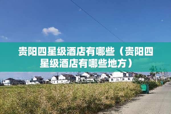 贵阳四星级酒店有哪些（贵阳四星级酒店有哪些地方）
