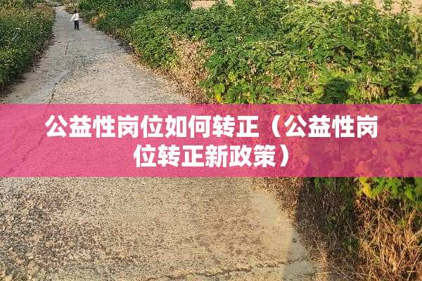 公益性岗位如何转正（公益性岗位转正新政策）