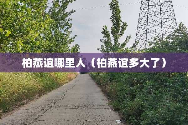 柏燕谊哪里人（柏燕谊多大了）