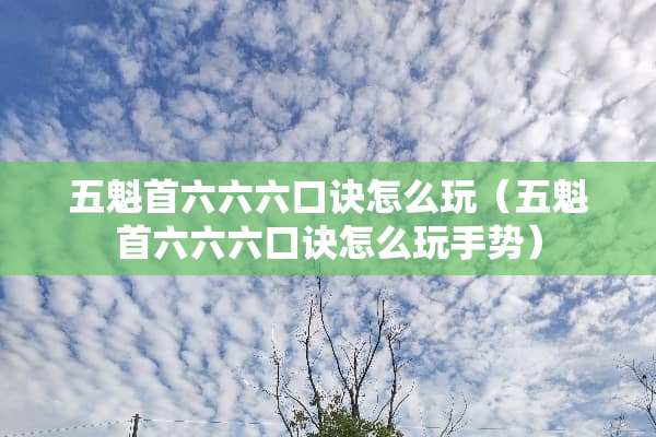 五魁首六六六口诀怎么玩（五魁首六六六口诀怎么玩手势）