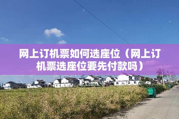 网上订机票如何选座位（网上订机票选座位要先付款吗）