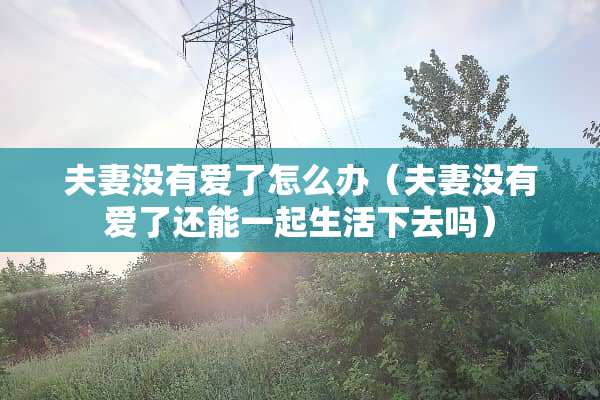 夫妻没有爱了怎么办（夫妻没有爱了还能一起生活下去吗）